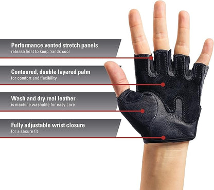 Harbinger Women's Pro Gloves with Vented Cushioned Leather Palm for Weightlifting, Training, Fitness, and Gym Workouts