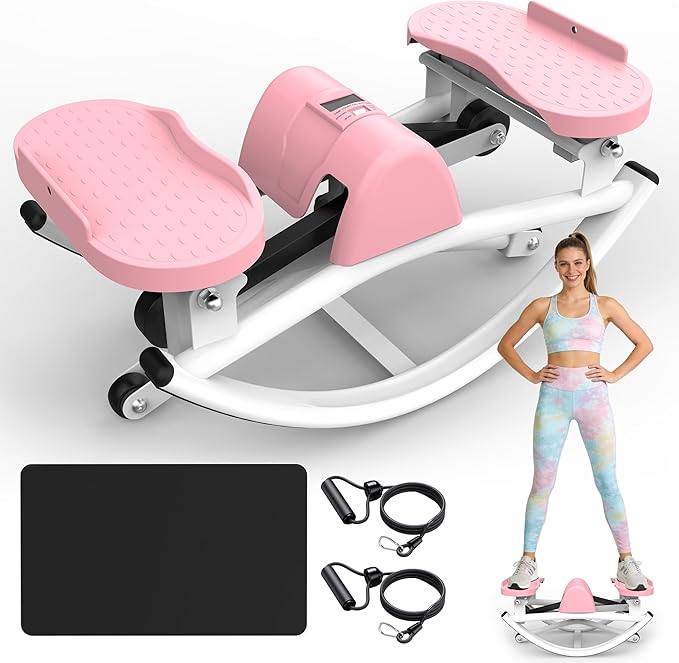 Rocking Stepper for Exercise at Home, 2026[New Vision] Motion Stair Stepper with Resistance Bands & Balance Board, Low-Impact Full Body Workout Equipment, Stable Structure Exercise Equipment