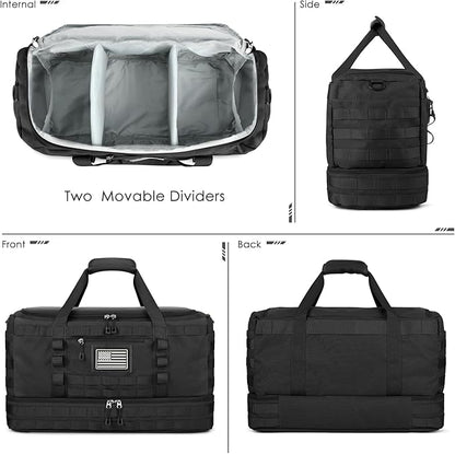 ETRONIK Gym Bag for Men Women, Carry on Luggage 22x14x9 Airline Approved, Tactical Travel Duffle Bag with Toiletry Bag and Shoe Compartment, Weekender Overnight with Wet Pocket for Workout, Black