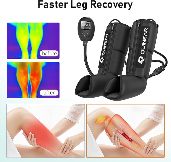 QUINEAR Leg Recovery System for Athletes, Air Compression Recovery Boots Massager for Circulation and Pain Relief - 9 Intensities 60-140 mmHg - FSA-HSA Eligible