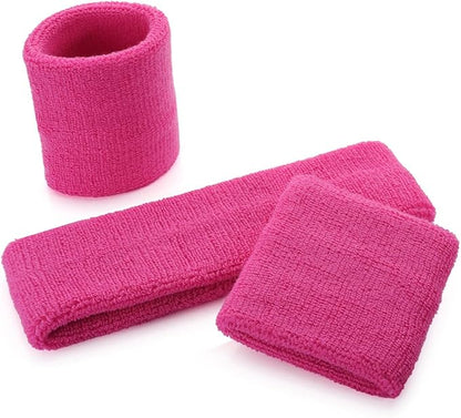 ONUPGO Sweatband Set Sports Headband Wristband Set Sweatbands Terry Cloth Wristband Wrist Sweatband Headbands Moisture Wicking Sweat Absorbing Head Band