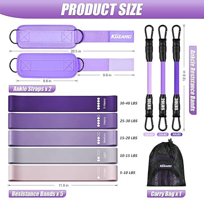 Ankle Resistance Bands with Cuffs, Resistance Bands Set for Working Out, Leg and Glute Exercise Bands – Home Gym Workout Equipment for Women, Booty Building, Pilates, Rehab, Physical Therapy