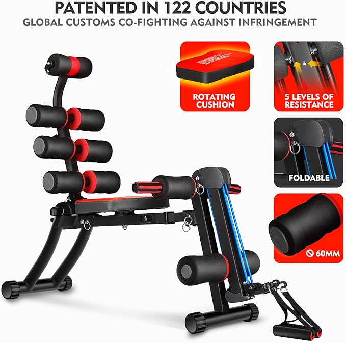 22 in 1 Multi-Functional Adjustable Ab Trainer Machine, Wonder Core Abdominal Exercise Equipment, Foldable Portable Rowing Machine, Core Workout & Total Gym for Home Exercise