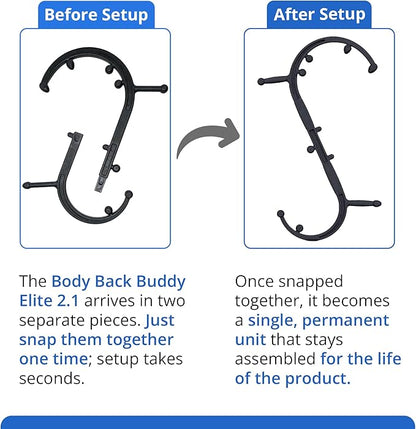 Body Back Buddy Elite Trigger Point Massage Tool, Neck and Back Massager Handheld, Manual Self Massager, Massage Cane, Muscle Knot Remover with Instructions, 2-Pack Bundle (Black)