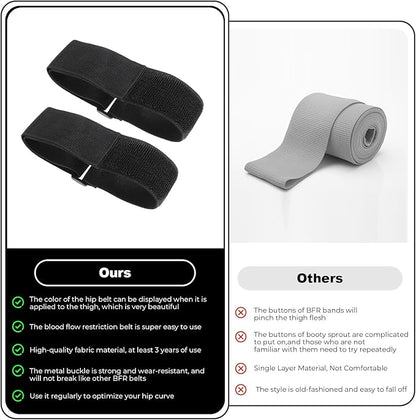 2 Pcs Occlusion Bands Glutes Hip Building Blood Flow Restriction Bands BFR Bundle Booty Bands Best Fabric Resistance Bands for Women Exercising Your Butt Squat Thigh Fitness