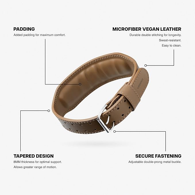 UPPPER Weight Lifting Belt - Double Prong 4” to 2.5” Tapered Premium Lifting Belt for Men and Women - Ultimate Back Support For Weightlifting and Powerlifting | Premium Fitness Gear