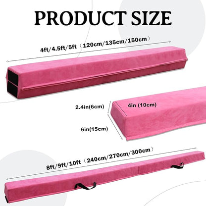 8FT/9.5FT Folding Balance Beam, Portable Gymnastics Beam Equipment with Non Slip Rubber Base & Suede Cover for Training/Practice/Professional Home Exercise