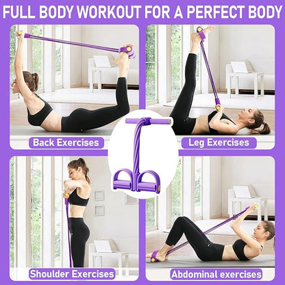 Multifunction Pedal Resistance Band with Handle, 6 Tube Foot Pedal Resistance Band for Home Workout, Full Body Exercise Equipment for Arms, Legs, Waist, Tummy, with Storage Bag