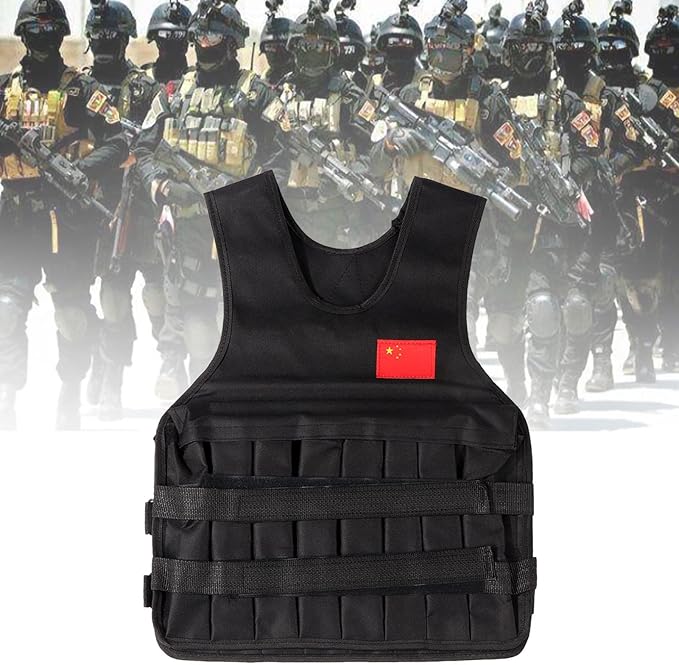 20KG Weighted Vest with 4Pcs Sand Bags（without weight）, Adjustable Training Waistcoat for Workout, Strength Training, Running, Fitness, Muscle Building