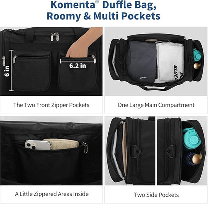 20 inch Gym Bag for Men, 40L Sports Duffle Bag with side pockets durable Weekend Overnight Bag for Travel, Workout, Fitness (Black)
