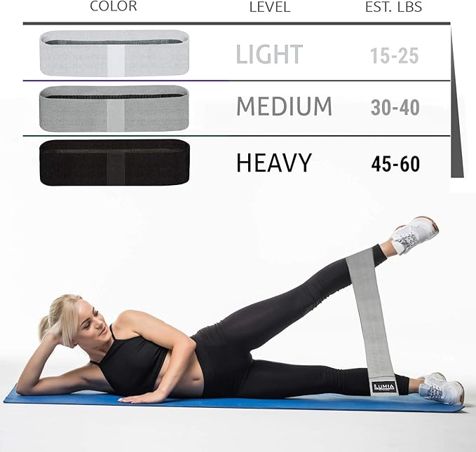 7 Piece Glute Workout Kit, Barbell Squat Pad, 3 Fabric Resistance Bands, 2 Ankle Straps, Carry Bag - Gym Accessories for Men and Women