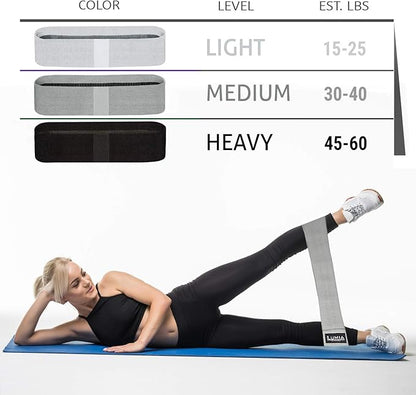 7 Piece Glute Workout Kit, Barbell Squat Pad, 3 Fabric Resistance Bands, 2 Ankle Straps, Carry Bag - Gym Accessories for Men and Women
