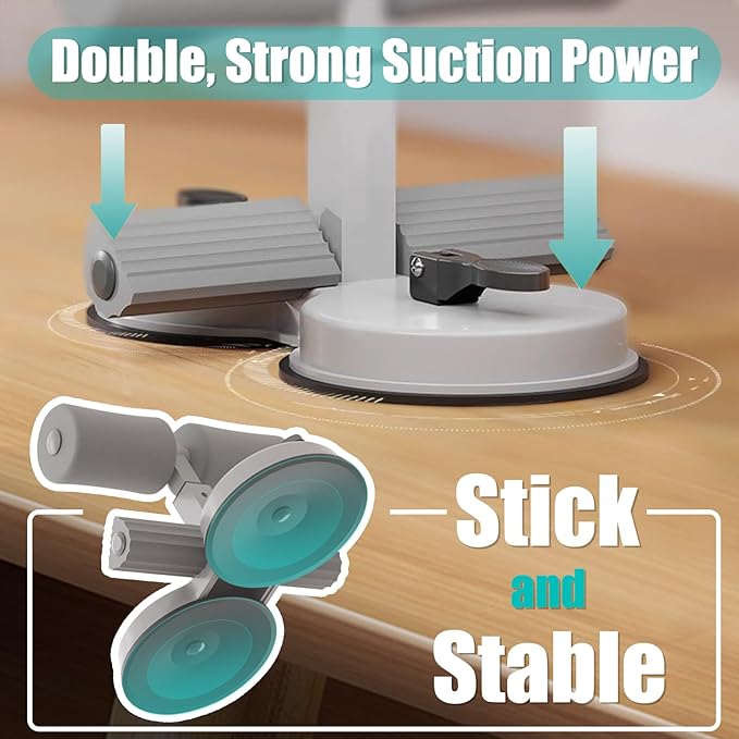 Sit Up Bar Foot Holder,Portable Sit Up Floor Holder, Sit Up Exercise Equipment,3 Level Adjustable, with 2 Strong Suction Cup and Elastic Pull Rope，for Abs Workout Aids,Feet and Leg Strength Training, Home or Office Use