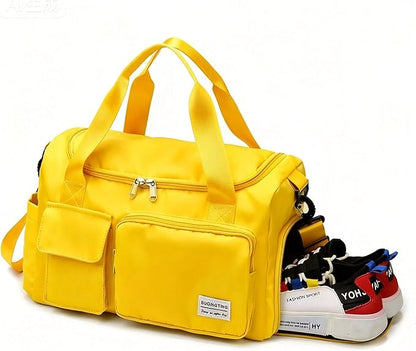Small Gym Bag for Women, Travel Duffle Bag Carry On Weekender Bag with Shoe Compartment
