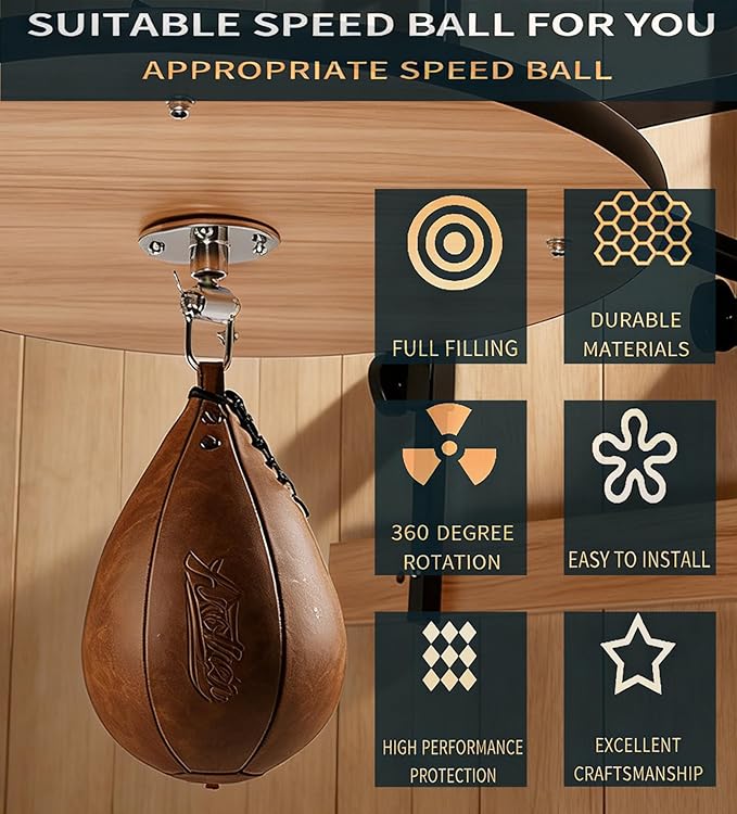 Boxing Speed Punching Bag MMA Training Speed Ball Hanging Swivel Reflex Bag Equipment Workout Kicking Martial Arts Home Gym Exercise Speedball