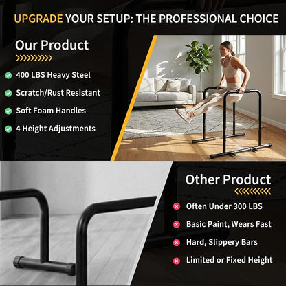 NEWBULIG Dip Bar Station, Adjustable Pull Up Bar for Doorway with Soft High-Density Foam Handles, Heavy Duty Dip Stands for Home, Gym, Patio, Office