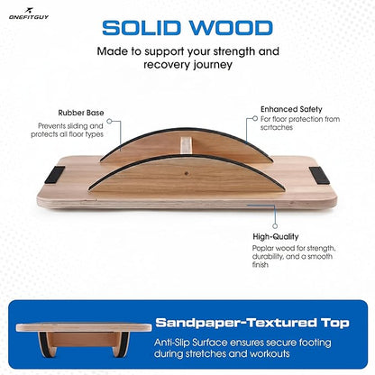 Wooden Balance Board for Adults, Wobble Board for Core Strength & Stability Training, Non Slip Surface, 550lb Capacity, Home & Office Exercise Use