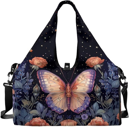 Gym Bag with Yoga Mat Holder Large Tote Bag With Multi Pockets for Women Men Dry Wet Separated Pocket Carryall Yoga Tote Bag for Pilates Travel Workout Office