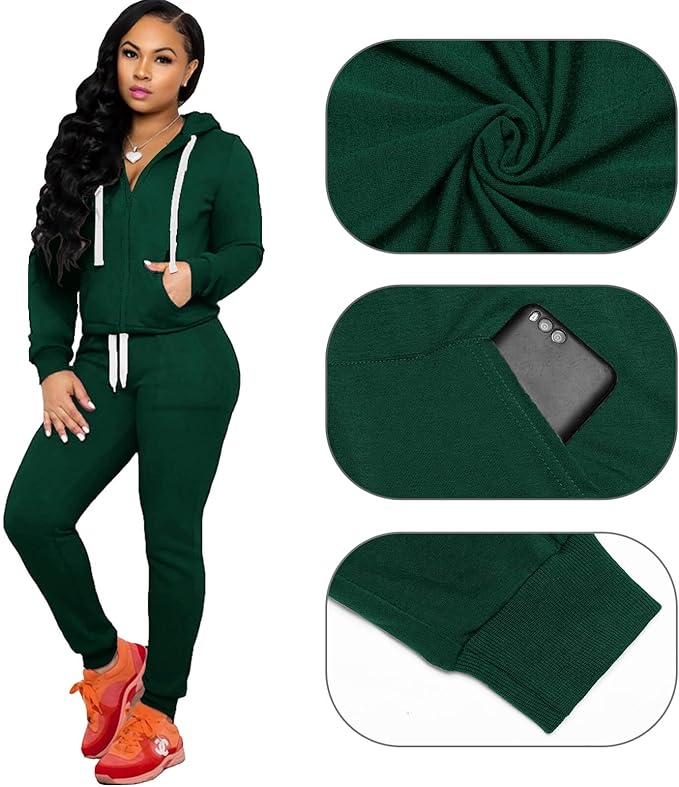 CLOCOR Track Suits for Women Set - Casual 2 Piece Outfits Sweatsuit Pocket Hoodies Long Sleeve with Patchwork Pants Set