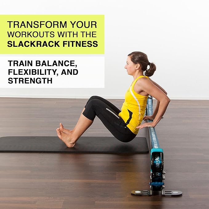 GIBBON Slackrack - Freestanding Outdoor or Indoor Slackline - Slack Line for Kids & Adults - Balance Trainer - Setup in 7ft or 10ft