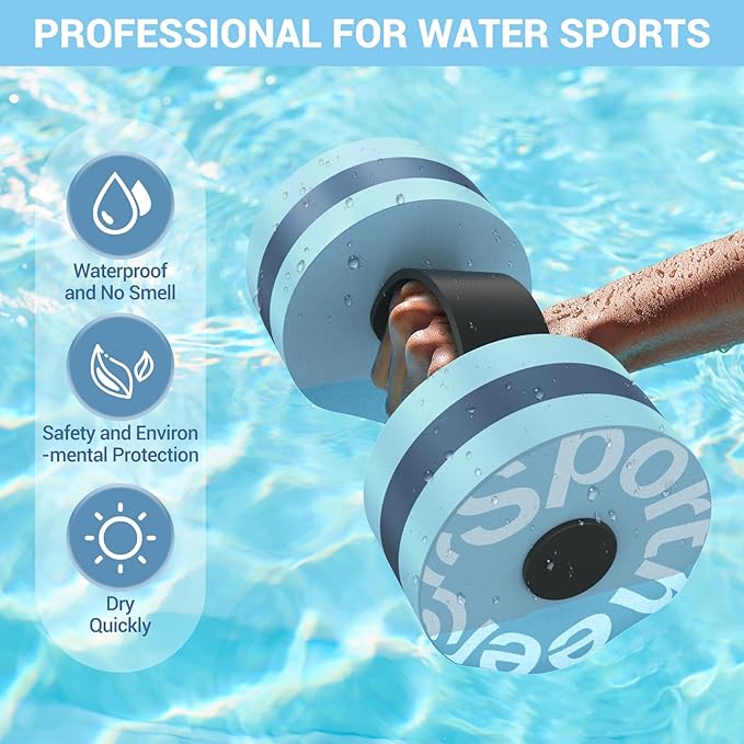 Sportneer Aquatic Exercise Equipment Water Aerobics Combo Set Includes High Density Water Weights Dumbbell Aqua Belt Water Ankle Weights for Pool Exercise Aquatic Therapy Pool Fitness Water Exercise