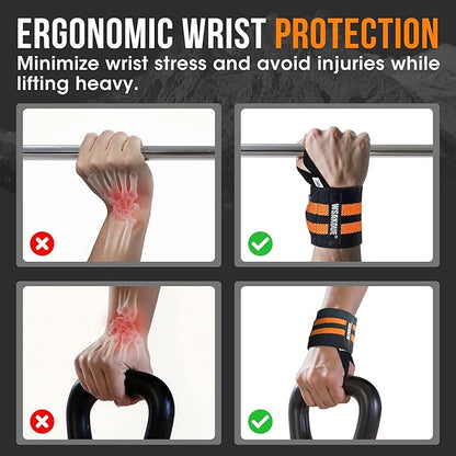 WSAKOUE Weightlifting Wrist Wraps - 18" Professional Wrist Support with Heavy-Duty Thumb Loop for Powerlifting, Bench Press & Strength Training- Adjustable Gym Wrist Straps for Men & Women