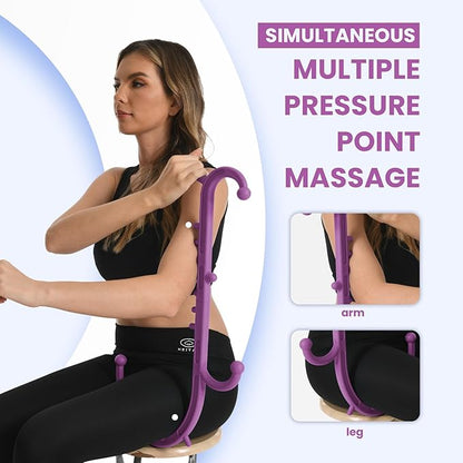 Deep Tissue Back & Neck Massager - Back Massager Stick for Pain Relief, Muscle Knot Remover, Trigger Point Massage Tool for Full Body, Shoulders, Legs - Pressure Point Massage Tool