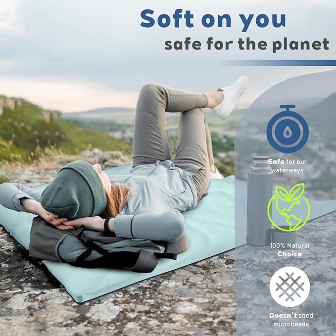 Tian qing Microfiber Towel Set, 3 Piece, Fast Drying, Soft Touch, Lightweight, Multiple Sizes for Beach, Backpacking Camping Hiking Gym Yoga Swimming Travel (Wathet, Large)