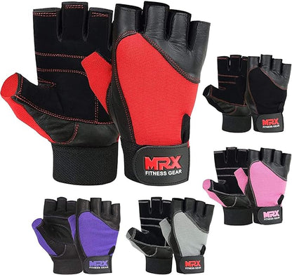 MRX Weight Lifting Gloves Gym Training Bodybuilding Fitness Powerlifting Workout Weightlifting Gloves Genuine Leather for Men & Women