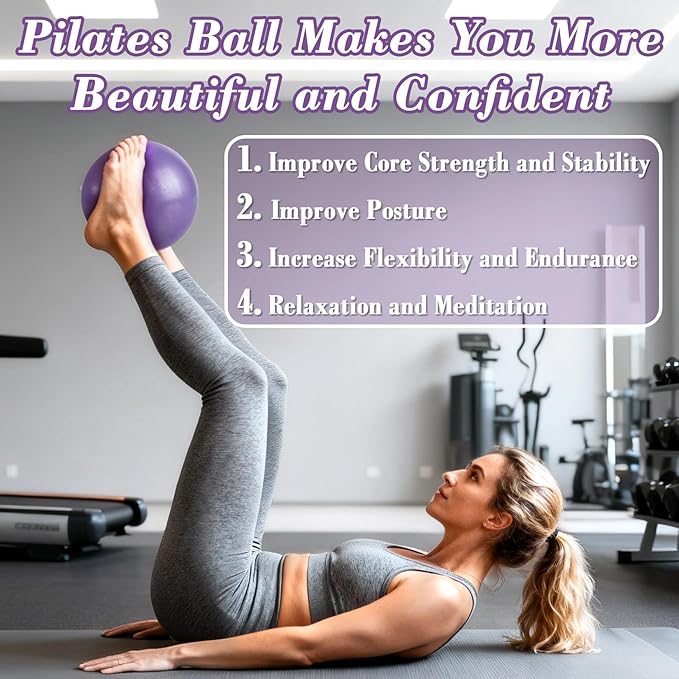 3 PCS Small Exercise Ball - 9 Inch Pilates Ball Small Yoga Ball for Stability, Physical Therapy, Fitness, Core Strength and Stretching at Home Gym Office with Inflation Straw