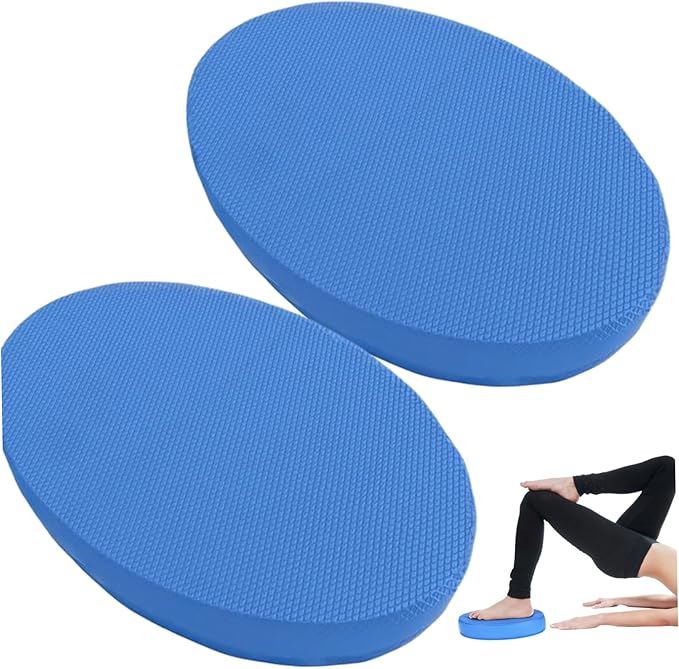 2Pcs Foam Balance Pad Oval Yoga Pad Cushioning Protection with Closed-Cell Structure 2in Thick Exercise Balance Pad Balance Pad Blue