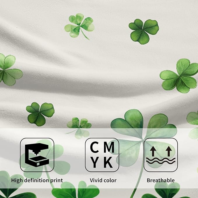 Lucky Clover Shamrocks Bath Hand Towels St. Patrick's Day Kitchen Towels Set of 2 Green Spring Holiday Soft Absorbent Face Towels for Home Shower Hotel Gym 14"x28"
