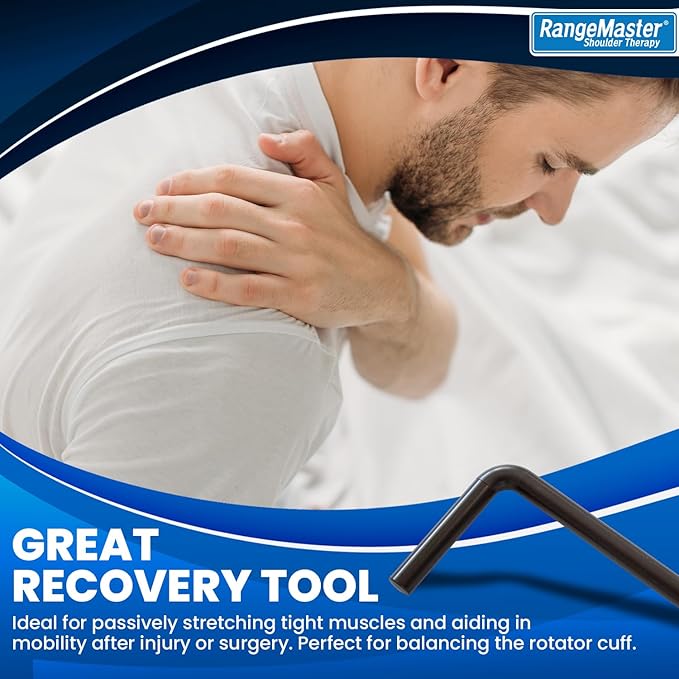 RangeMaster ShoulderWand Therapy Stretching Tool│Collapsible Stretching Bar│Physical Therapy Tool for Recovery and Increasing Motion (Black)
