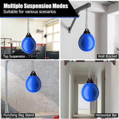 GYMAX Punching Bag, Water Aqua Bag w/Water Injector & Hanging Accessories, Folding Heavy Duty Boxing Bag for Home Gym, Boxing Training Equipment for Adults