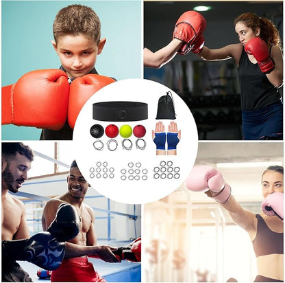 Boxing Reflex Ball Headband Set, Reaction Fitness Training, Boxing Reflex Ball with Adjustable Headband, Training Set with Material, Fitness Accessories, Equipment for Travel Dorm Gym Men Women