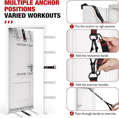 Resistance Bands with Handles, Exercise Bands with Door Anchor for Working Out, Home Gym Workout Equipment for Push Downs, Tricep, Biceps, Arms, Back, Chest, Abs, Shoulder Training