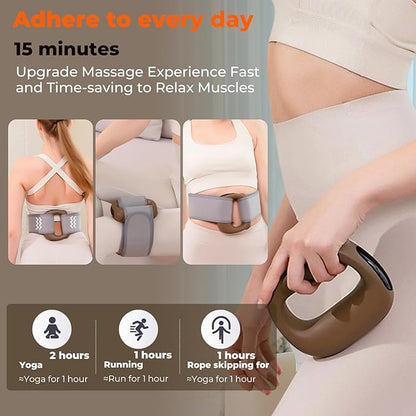 Deep Tissue Percussion Muscle Massage Gun: with Heat, Adjustable Intensity and Speed, Super Quiet, USB-C Rechargeable, Portable, Pain Relief for Athletes and Everyone, Ideal Gift（Brown）