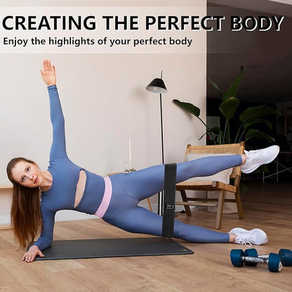 Exercise Bands, 3 Levels Fabric Resistance Bands for Working Out, Workout Bands Resistance for Women & Men, Multi-Colored Fabric Booty Bands for Leg Strength Training, Rehab, Yoga
