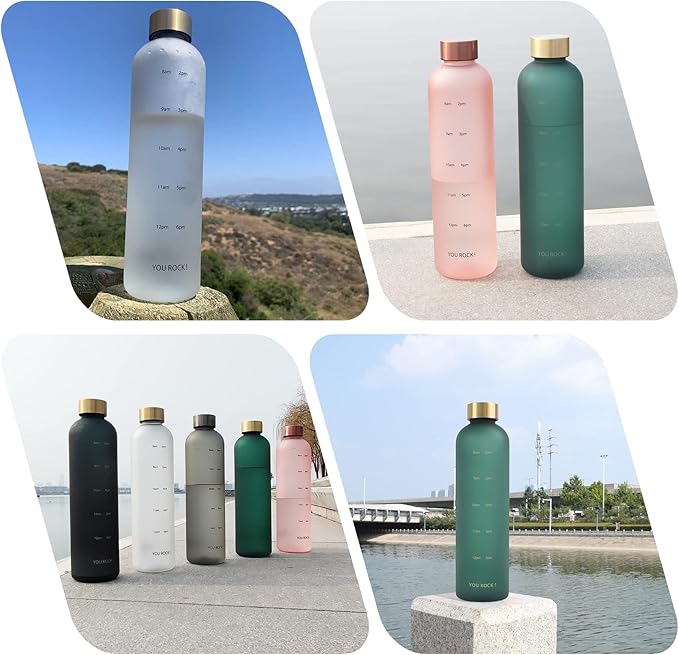 32oz Water Bottles with Times to Drink, Motivational Water Bottle with Time Marker, BPA Free Reusable Water Bottle with Hydrating Reminder for Gym Fitness Workout Travel