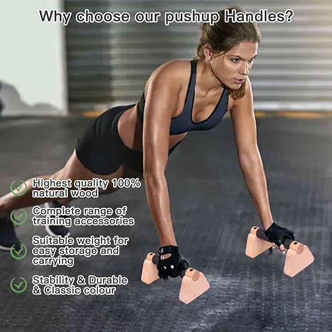 Wooden Parallettes Bars for Calisthenics - Handstand Push Up Bars for Training, L-Sit & Dip Workouts - Portable Fitness Equipment for Home Gym