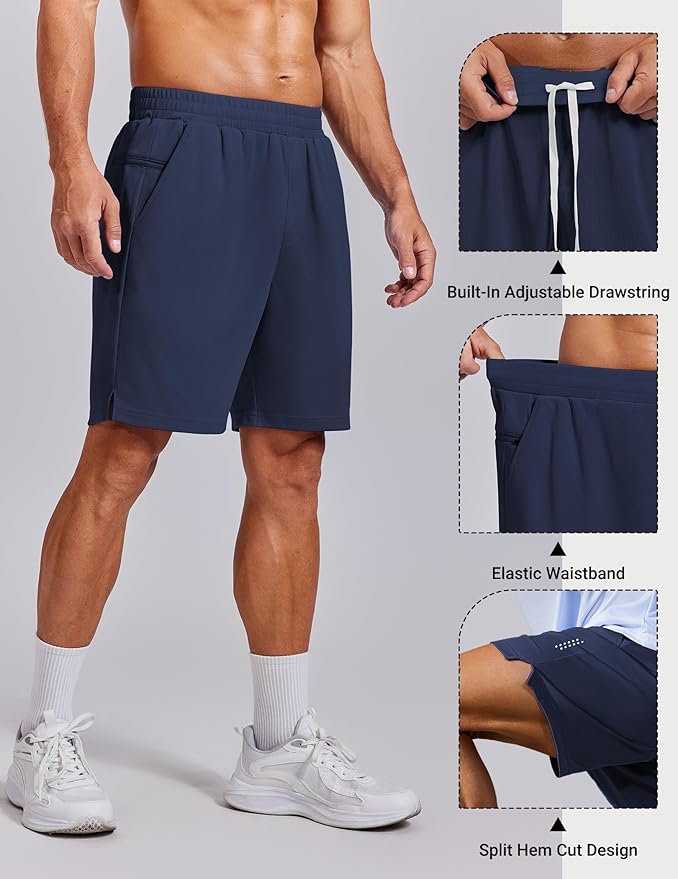 COOFANDY Mens Gym Athletic Shorts with Zipper Pockets Quick Dry 7" Workout Running Training Shorts