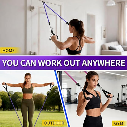 WHATAFIT Resistance Bands Set with Handles - Exercise Bands Home Gym Strength Training Equipment, Includes Door Anchor & Ankle Straps for Full Body Workout Bands, Physical Therapy