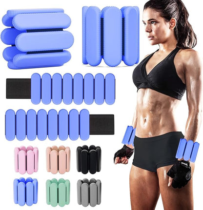 Adjustable Ankle Weights for Women Men,Wrist Weights set for Walking Running,1 Pair (1Lbs Each) Silicone Workout Weights for gym fitness, Jogging,yoga,pilates,strength training,physical therapy