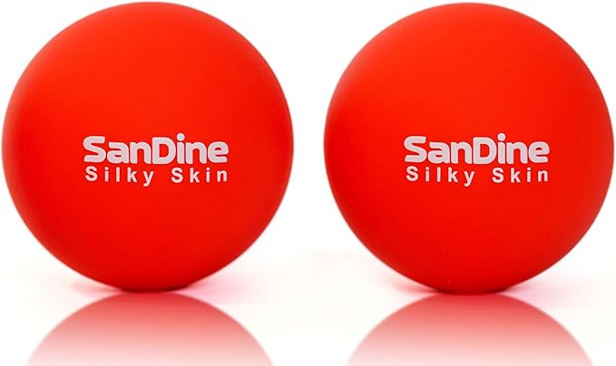 Lacrosse Massage Balls for Deep Tissue Massage - Release Tension Relieve Muscle Soreness Improve Flexibility - Ideal for Myofascial Release Trigger Point Therapy - 2Pack Yoga Balls by Sandine (Red)