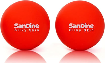 Lacrosse Massage Balls for Deep Tissue Massage - Release Tension Relieve Muscle Soreness Improve Flexibility - Ideal for Myofascial Release Trigger Point Therapy - 2Pack Yoga Balls by Sandine (Red)