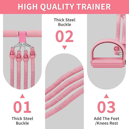 2026 Upgrade Foot Pedal Resistance Band,4-Tube Elastic Sit-Up Pull Rope for Men and Women,Multifunction Strength Training Pedal Pullerwith Handle Body Foot Resistance Rope, Home Fitness