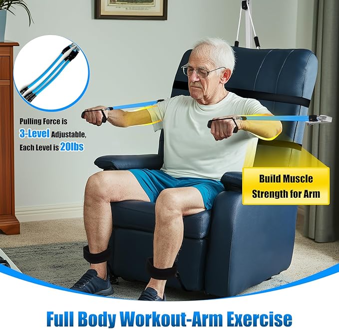 FSA or HSA Eligible, Arm and Leg Exerciser for Seniors, Shoulder Exercise Equipment, Total Body Rehabilitation, Full Body Workout Rehab, Stretch Equipment, 3-Level Adjustable Resistance, Foldable