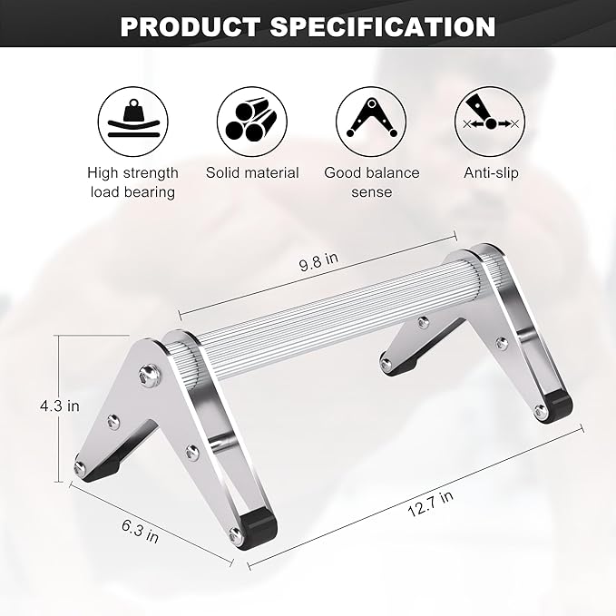 Push Up Bar - Heavy-Duty Stainless Steel Pushup Stands with Non-Slip Base, 500LB Capacity, Portable Home Gym Equipment for Strength Training & Floor Workouts