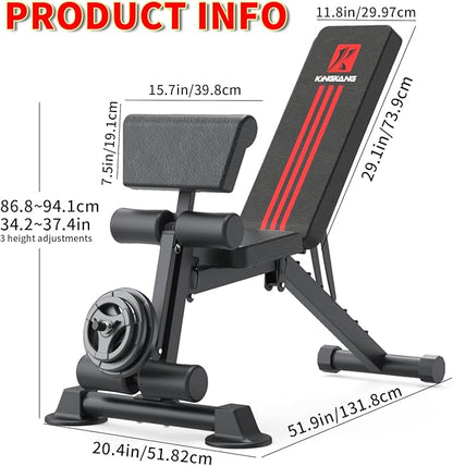 K KiNGKANG Weight Bench Press Adjustable Workout Bench for Home Gym Work out Exercise Equipment for Home Gym Incline Exercise Sit up Strength Training Weight Lifting Bench