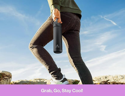 POWCAN 26 oz Insulated Water Bottle with 2-in-1 Straw and Spout Lid, Keep Cold 24H, Leak-Proof, Fits in Car Cup Holder, Stainless Steel Water Bottle for Sports, Travel, Gift and School (Cherry Pop)